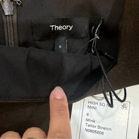 BNWT Women's Theory A-Line Stretch Mini Dress in Double Weave - Brown - Size 6 - Picture 7 of 7